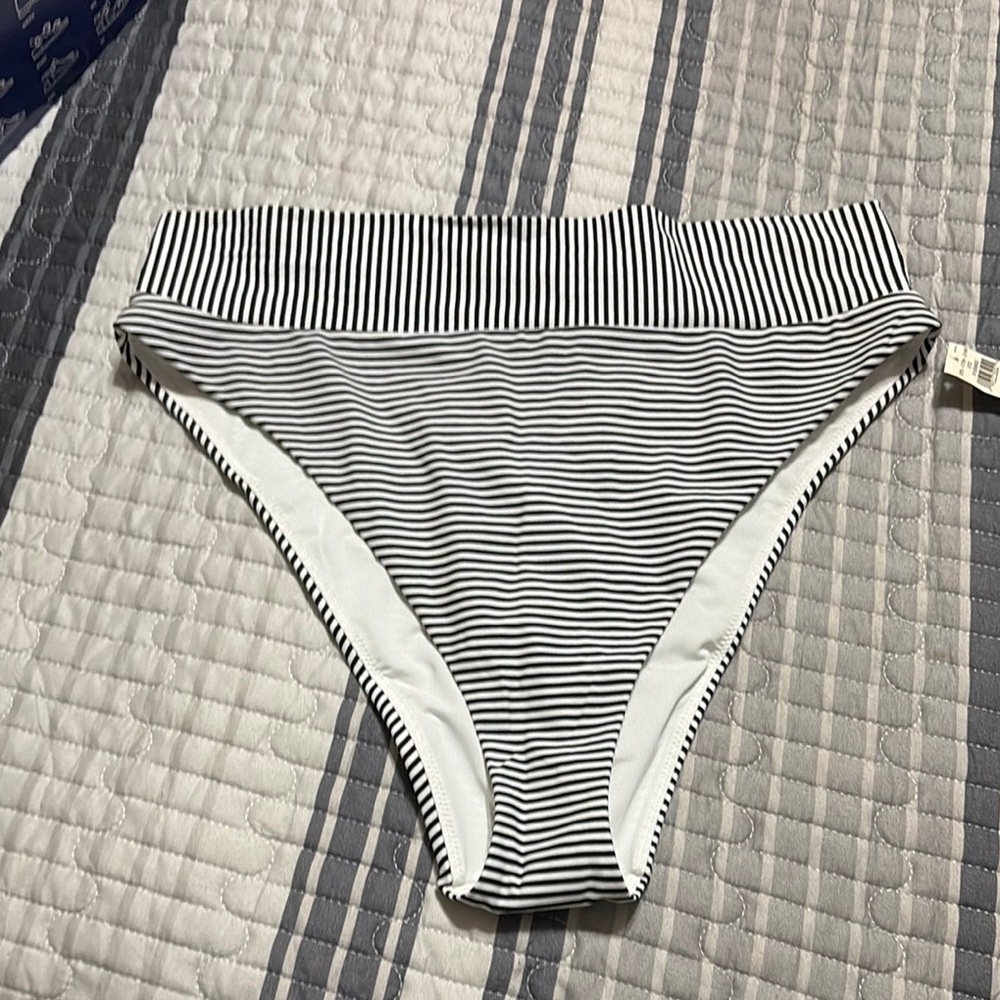 Striped Black and White Women's Swim Bottom